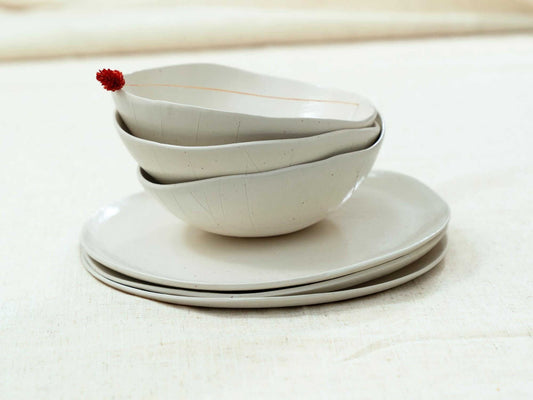 סט קרמיקה לבן – קערה וצלחת