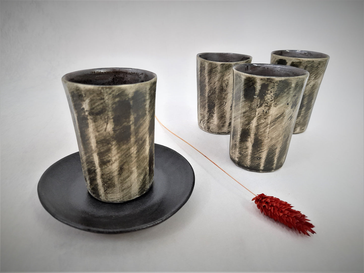 ארבע כוסות לאספרסו קרמיקה בעבודת יד