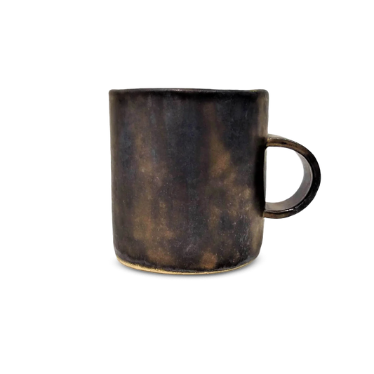 ספל קפה מקרמיקה עבודת יד בצבע מתכתי