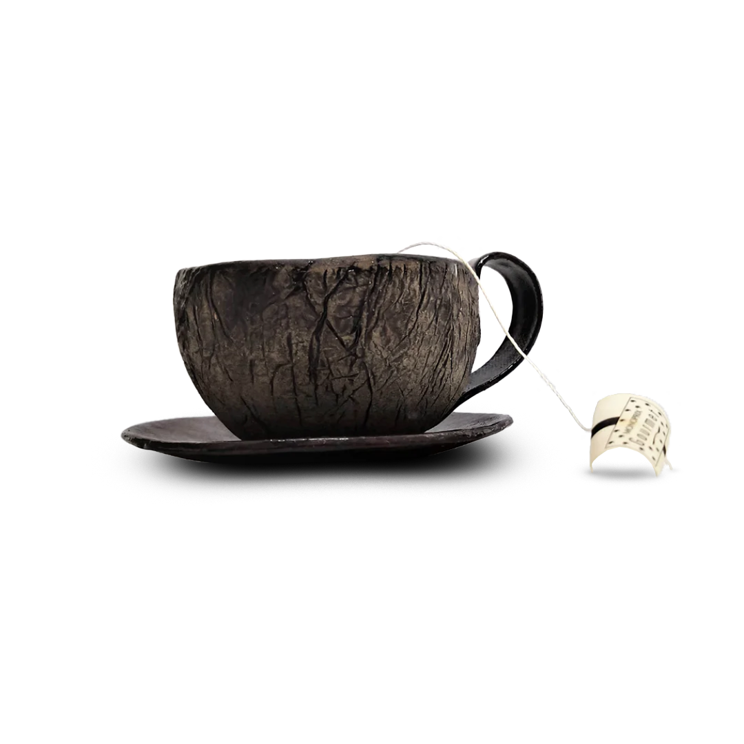 ספל תה מקרמיקה בצבע אפור שחור
