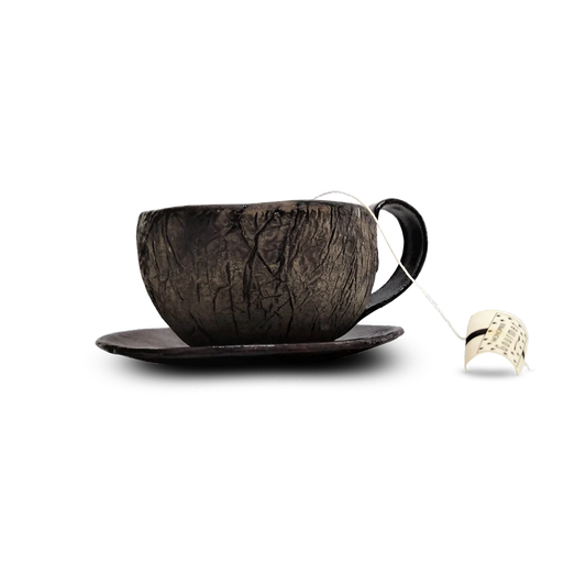 ספל תה מקרמיקה בצבע אפור שחור