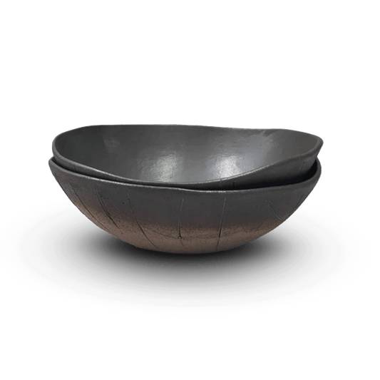 סט קערות שחורות מקרמיקה עבודת יד