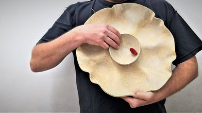 מגש  מעוצב מחולק מקרמיקה עבודת יד