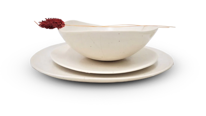 סט צלחות קרמיקה לבנות חגיגי
